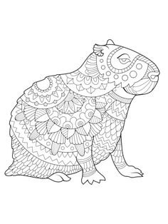 an animal with intricate patterns on it's body is shown in black and white