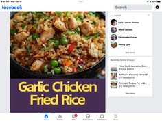 an image of a facebook post that is filled with chicken fried rice and veggies