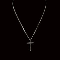 This sleek, black crucifix pendant suspended from a substantial stainless-steel chain makes a bold, modern statement. The weighty feel and solid metal construction give it a rugged, spunky vibe perfect for the guy who wants classic style with an edgy twist. Wear it solo for the modern minimalist look or layer it with other necklaces for urban edge. When it comes to men’s necklaces, stainless steel brings strength, shine, and street cred to the table. Stainless Steel necklaces interlock metal rin Cross Necklace Black, Pearl Choker Necklace, Necklace Black, Pearl Choker, Angkor, Stainless Steel Necklace, Botswana, Solid Metal, Chain Link Necklace