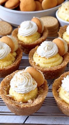 there are many desserts on the cooling rack