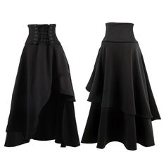 Olivia Mark - High-Waisted Irregular Gothic Midi Skirt High Waisted Black Skirt, Casual Maxi Skirt, Gothic Skirt, Black Skirts, Irregular Skirt, Disney Inspired Outfits, Cute Costumes, Black Midi Skirt, Black Midi