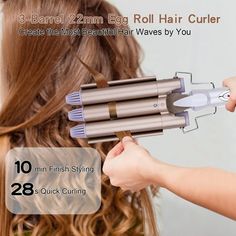 Hair Curling Iron 3-Barrel 22mm Egg Roll Hair Curler Hair Waver Hair Crimper Temperature Adjustable Hair Styling Tool Create natural-looking, long-lasting curls with this 3-barrel hair curler. 22mm barrels are ideal for achieving defined curls or adding to your hair, giving you a stylish and effortless look that lasts all day. Easily tailor heat level to your hair type and styling needs with adjustable temperature settings. Choose between two settings - 170 for fine or damaged hair and 220 for t Curling Iron Size, Hair Roll, Roll Hair, Curler Hair, Hair Curling Iron, Lasting Curls, Hair Crimper, Hair Styling Tool, Roll Hairstyle