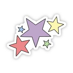 three stars sticker on a white background with one star in different colors and the other four