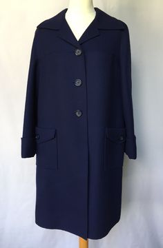 Simple Navy Blue Wool Coat with pockets, No lining Strait Button up Light Spring Fall Elegant Made in Italy Coat, Lightweight Size L, Large by RosaBoutiqueStudio on Etsy Navy Peacoat With Lapel Collar And Pockets, Navy Outerwear With Buttoned Pockets For Work, Navy Formal Outerwear With Pockets, Blue Outerwear With Welt Pockets, Navy Business Peacoat With Pockets, Blue Peacoat With Pockets And Lapel Collar, Classic Blue Peacoat With Button Closure, Blue Peacoat With Pockets For Business, Blue Business Peacoat With Pockets