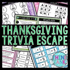 the thanksgiving trivia escape with words and pictures to help students learn how to use it