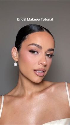 Danielle Estrada on Instagram: "In depth bridal makeup tutorial 🤍  #makeuptutorial #bridalmakeup #weddingmakeup" Wedding Makeup Glowy Glam, 2025 Bridal Hair, Wedding Makeup 2024, Smokey Bridal Makeup, Bridesmaid Ponytail, Trucco Glam, Groom Makeup