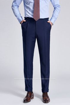 Find Gentleman Light Stripe Blue Pants in Mens Formal Suit for any occasion at BradyMensuit, from casual weekend slacks and chino pants, to mens dress pants and tuxedo pants. Shop online with Navy Stripe men's pants in any size you want.. Semi-formal Pants With Welt Pockets, Elegant Full-length Chinos, Slim Fit Suits With Straight Pants For Semi-formal Occasions, Semi-formal Slim Fit Suits With Straight Pants, Formal Straight Pants With Welt Pockets, Semi-formal Slim Fit Suits With Trousers, Semi-formal Slim Fit Suit Trousers, Slim Fit Semi-formal Suit Trousers, Straight Leg Semi-formal Suits In Suiting Fabric