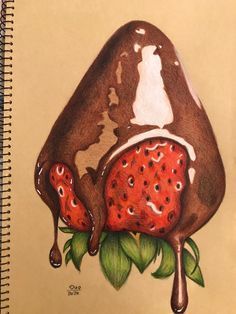 a drawing of a chocolate covered strawberry