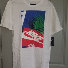 Nike Tee Condition: New Color: White/ Blue/ Red/ Green Size: L/ L/ Xl One Per Order No Holds/ Trades Nike Red T-shirt For Summer, Nike Casual Short Sleeve Shirt, Red Nike T-shirt For Summer, Nike Summer Graphic Tee T-shirt, Nike Summer Graphic Tee, Nike Cotton Shirt For Summer, Nike Cotton Summer Shirt, Nike Blue Casual Shirt, Nike Short Sleeve Shirt For Summer