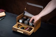 "We are here with our handmade walnut watch box with drawers, meticulously produced from solid walnut wood. Worried about keeping your watches and accessories safe? Choose our leather lining option for added protection. Thanks to the large space in the drawer of the watch box for men, you can easily store your daily items such as wallets, glasses, rings, keys and more. Thanks to its timeless design, the mens watch box fits perfectly into any environment, whether at home, in the office or at your Box With Drawers, Handmade Watch, Watch Box, Solid Walnut, Watch Case, Jewellery Boxes