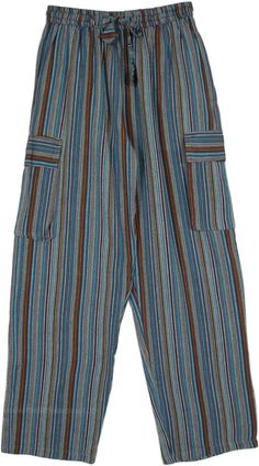 A cool blue pair of lounge pants are just what you need this season. With their vertical striped cotton material, they look good and feel good. #tlb #SplitSkirtsPants #Tall #Pocket #Striped #bohemianfashion #CottonPantswithpockets #HippiePants Blue Summer Cargo Pants With Hip Pockets, Blue Cargo Pants With Hip Pockets For Summer, Wide Leg Cotton Bottoms With Vertical Stripes, Relaxed Fit Striped Cotton Bottoms, Blue Cotton Cargo Pants With Patch Pockets, Striped Long Pants With Pockets, Blue Cotton Cargo Pants With Pockets, Blue Cotton Bottoms With Cargo Pockets, Blue Cotton Cargo Bottoms