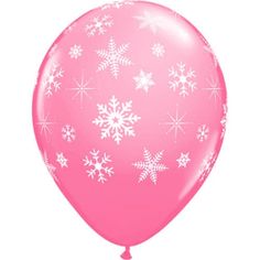 a red balloon with white snowflakes on it