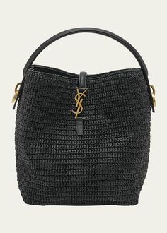 Saint Laurent Le 37 Raffia Bucket Bag - Bergdorf Goodman Designer Top Handle Bucket Bag For Errands, Luxury Black Straw Bag With Adjustable Strap, Designer Bucket Bag With Detachable Strap For Errands, Luxury Straw Shoulder Bag With Top Carry Handle, Luxury Crossbody Bucket Bag For Errands, Luxury Bucket Hobo Bag For Errands, Luxury Bucket Shape Hobo Bag For Errands, Designer Black Straw Bag With Top Handle, Designer Black Straw Bag For Daily Use