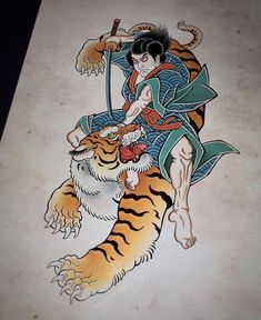 Traditional Tattoo Designs, Japanese Tiger, Japan Tattoo Design, Tato Lengan, Nautical Tattoo, Irezumi Tattoos, Traditional Japanese Tattoos