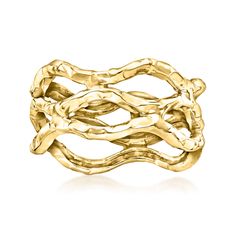 Ross-Simons - 14kt Yellow Gold Wavy Open-Space Ring Size 6. A great choice for any day, this handcrafted 14kt yellow gold ring is faceted to flicker and features a wavy open-space design. 3/8" wide. 14kt yellow gold wavy open-space ring. Jewelry Presentation, Space Rings, Gold Ring For Women, Jewelry Essentials, Ring Pictures, Size 10 Rings, Yellow Gold Ring, Gold Gold, Open Space