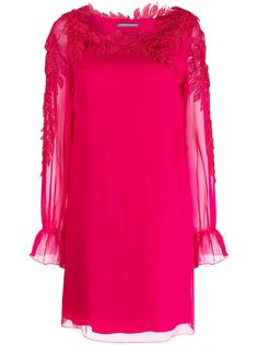 Mini Dress Pink, Elegant Midi Dresses, Silk Midi Dress, Silk Mini Dress, Alberta Ferretti, Vestido Casual, Fuchsia Pink, Pink Mini Dresses, Pink Silk