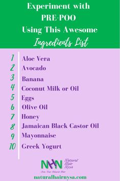 Pre Poo Natural Hair, Natural Hair Recipes, Natural Hair Diy, Hair Care Growth, Low Porosity Hair Products, Hair Porosity, Ingredients List