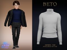 an image of a woman wearing a turtle neck sweater and black pants with the words beto on it