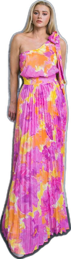 Feminine Maxi Skirt For Spring, Spring Pleated Flowy Maxi Skirt, Feminine Spring Chiffon Maxi Dress, Spring Multicolor Pleated Dress, Multicolor Spring Dress With Pleated Skirt, Multicolor Pleated Skirt Dress For Spring, Spring Multicolor Pleated Skirt Dresses, Chic Floor-length Maxi Skirt For Spring, Chic Midi Length Floral Maxi Skirt