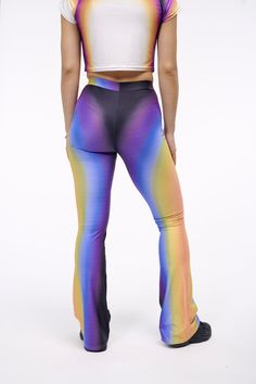 Trendy Multicolor Full Length Bottoms, Multicolor Stretch Wide Leg Pants, Stretch Multicolor Wide Leg Pants, Multicolor Stretch Wide Leg Bottoms, Multicolor Stretch Trousers, Multicolor Full Length Pants, Multicolor Stretch High-waisted Pants, Stretch Multicolor Full-length Bottoms, Trendy Multicolor Flare Pants