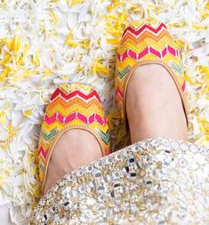 Multicolor Slip-on Flats For Festival, Multicolor Flat Shoes For Festive Occasions, Festive Multicolor Slip-on Flats, Multicolor Slip-on Flats With Gota Work, Multicolor Embroidered Slip-on Flats, Multicolor Flats For Festivals, Multicolor Slip-on Flats For Festive Occasions, Embroidered Multicolor Slip-on Flats, Multicolor Slip-on Flats For Festive Season