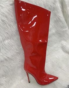 Red Knee High Boots, Stiletto Boots, Red Boots, Gold Shoes, Knee High Leather Boots, Womens Knee High Boots, Silver Shoes, Heel Boots, Party Shoes