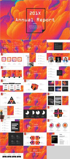 an orange and pink poster with different colors on it, including the words'2011 annual report