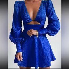 Beautiful Royal Blue Dress For A Cocktail Party, Wedding, Etc Formal Occasion Dress, Aqua Dress, Royal Blue Dresses, Women Formals, Looks Chic, Mode Inspiration, Mini Dress With Sleeves, Invisible Zipper, Dress Clothes For Women