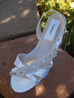 Bling Bridal Shoes low Wedge 1 inch heel crystals by NewBrideCo Cheap High Heel Wedding Sandals, Low Heel Sparkly Bridal Shoes, Low Heel Bridal Shoes Sandals, Bridal Shoes Low Heel Heels & Wedges, Comfy Wedding Shoes Silver, Orthopedic Shoes Wedding, White Wedge Heels, Crystal Garter, Wedding Shoes Low Heel