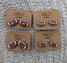 Personalized and Engraved Glitter Football Stud Earrings *Glitter Football Mom or Fan Earrings* Large and Small Football Glitter Earrings by VanGloCreations on Etsy Sporty Mom, Football Jewelry, Brown Glitter, Football Earrings, Glitter Acrylic, Glitter Acrylics, Glitter Earrings, Fan Earrings, Earrings Large