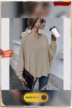 Casual Knitted Long Sleeve V Neck Solid Blouse Casual Long Sleeve V-neck Top In Solid Color, Casual Solid Color V-neck Long Sleeve Top, Chic Knit V-neck Blouse, Casual Batwing Sleeve Knit Top For Spring, Casual Long Sleeve Solid Color V-neck Top, Casual Soft Knit Tops With Batwing Sleeve, Casual Soft Knit Top With Batwing Sleeves, Casual Soft Knit Batwing Sleeve Tops, Solid Color Knit V-neck Top