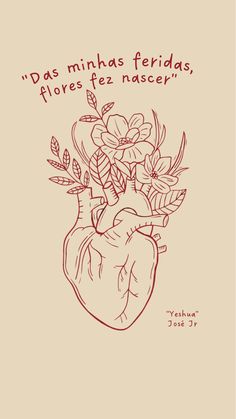 a drawing of a heart with flowers in it and the words,'des mininas fe