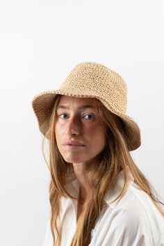 The perfect, minimal vegan bucket hat that will surely become a staple in your wardrobe. Made by hand from naturally-dyed, cabuya plant fiber. A cute, packable hat made by hand and in small batches by our talented women artisan group, this will be your new favorite companion for sunshine-soaked days. Plant Dyed & Crocheted Natural Fiber Moveable 3-4" brim Flexible elastic inner band for the best fit Crocheted Bucket Hat, Packable Hat, Garden Clogs, Crochet Bucket, Knit Outerwear, Crochet Bucket Hat, Plant Fibres, Plant Dyes, Women Accessories Jewelry