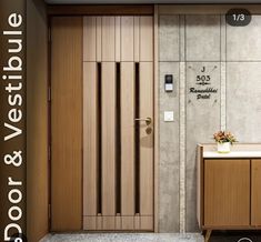 a bathroom with a sink, mirror and wooden doors that are labeled door & window