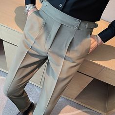 Season:Spring   Fall; Fabric:Polyester; Gender:Men's; Style:Vintage,Elegant; Elasticity:Micro-elastic; Occasion:Daily,Casual,Business,Office; Fit Type:Regular Fit; Function:Comfort; Waistline:High Waist; Pattern:Plain; Design:Pocket,High Rise; Pants Type:Dress Pants,Trousers,Pleated Pants,Suit Pants,Gurkha Pants; Fly Type:Button; Front page:FF; Listing Date:12/20/2022; Hips:; Length:; Waist: Pants Male, Trousers Men, Formal Office, Formal Pants, Suit Pants, Business Casual, Trousers, Solid Color, High Quality