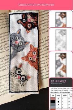 Get creative with this #cat bookmark #crossstitch pattern! Download the PDF #pattern now and make your own bookmark in no time. #DIY #crafts #sewing #easycrossstitch #needlework #beginnerfriendly #xstitch #bookmarkDIY Bookmark Cross Stitch Pattern, Bookmark Cross Stitch, Bookmark Diy, Cross Stitch Bookmark, Cat Bookmark, Stitch Bookmark, Easy Cross Stitch