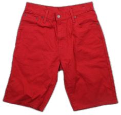 Red Jean Shorts With Pockets For Spring, Casual Red Levi's Bottoms, Casual Red Knee-length Shorts, Casual Red Bermuda Shorts For Summer, Casual Red Jean Shorts, Levi's Cotton Shorts, Red Cotton Jean Shorts With Pockets, Red Bermuda Shorts For Spring, Red Knee-length Shorts With Built-in Shorts