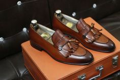 Step into refined style with these Handmade Pure Tan Leather Stylish Loafer Shoes for Men. Meticulously crafted with precision and care, these loafers are a testament to sophistication and elegance. The pure tan leather exudes warmth and versatility, making them perfect for any occasion. Whether you're dressing up for a formal event or seeking to add a touch of luxury to your everyday look, these handmade loafers are sure to impress. Step into comfort and style with these exquisite leather loafers, the perfect addition to any wardrobe. Dressing Shoes, Brown Loafer Shoes, Men Dressing, Loafer Shoes For Men, Loafer Shoe, Crocodile Shoes, Brown Loafers, Leather Boot Shoes, Shoes For Men