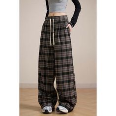 Fall/Winter Retro Hip-Hop Plaid Dance Pants  Material: 100%Cotton  Size: M, L, XL Color: Brown, Gray Waist Type: Mid-High Waist  Season: Spring, Fall, Winter   Occasion: Leisure, Outdoor, Daily, Vacation, Fall Outfits Baggy Fall Full Length Sweatpants, Winter Full Length Pants With Relaxed Fit, Relaxed Fit Full Length Pants For Winter, Winter Full Length Relaxed Fit Pants, Full Length Relaxed Fit Pants For Winter, Trendy Winter Pants With Elastic Waistband, Trendy Winter Cotton Pants, Winter Cotton Straight Pants, Baggy Pants For Winter