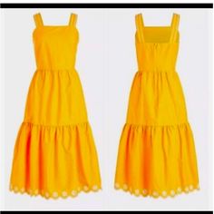 J.Crew Embroidered Scalloped Tiered Dress 4 Style Ao052 Size 4 - Nwt Questions? Leave A Comment Below! Yellow Embroidered Dress For Vacation, Yellow Sundress With Square Neck For Spring, Yellow Square Neck Sundress For Spring, Yellow Cotton Midi Dress For Vacation, Mustard Cotton Dress For Vacation, Yellow Sundress With Square Neck, Yellow Square Neck Dress For Vacation, Yellow Cotton Midi Vacation Dress, Yellow Dress With Scallops