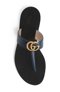 Antiqued double-G hardware-which is based on a '70s archival design-boldly brands the wide instep strap of this leather thong sandal. For a bit more traction and signature charm, a rubberized sole pad is embossed with a bee representing wisdom and love. Style Name:Gucci Gg T-Strap Sandal (Women). Style Number: 5485067. Leather Thong Sandals, Strap Sandals Women, T Strap Sandals, Sandal Women, T Strap, Thong Sandals, Strap Sandals, Girly Things, Womens Sandals