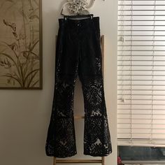 Nasty Gal. Size Small. Sequins. Mesh. Pattern. Sexy, High Wasted. Raver Pants. Vegas. Miami. Side Zipper. Flare. Never Worn. Great Fitting. Party Wide Leg Lace Pants, Wide Leg Lace Pants For Party, Stretch Lace Party Pants, Party Lace Wide Leg Pants, Party Lace Stretch Pants, Lace Bottoms For Night Out, Full Length Lace Pants For Party, Full-length Lace Party Pants, Full Length Lace Party Pants