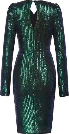 Dark Green Sequin V-Neck Puffle Long Sleeve Ruched Bodycon Dress Imported 90% Polyester, 10% Spandex Zipper Closure Hand Wash Only Brand Size Dress Bust Waist Hip XS 0-2 31-32.5'' 23-24'' 31-34" S 4-6 33-35'' 25-26'' 35-37" M 6-12 35-36'' 27-28'' 38-39" L 12-14 38-40'' 29-31'' 40-42" XL 14-16 40-42'' 33.5-36'' 44-46" 2XL 18-20 42"-44" 37"- 40" 47"-50" Winter Knit Hats, Ruched Bodycon Dress, Green Sequins, Boot Accessories, Gold Sequin, Winter Knits, Mens Sandals, Sunglass Frames, Dark Green