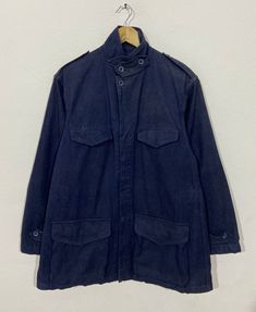 *ITEM: Vintage 70s French Work Field Jacket               Workwear Utility Parka Indigo Blue Blue                Workers Jacket Size L *ITEM DETAILS: 👇🏻 Please be aware that all vintage items will usually show a few signs of wear or fading due to age, but anything visible such as stains or holes, and serious flaws have been photographed.For any further information on this item please contact us and we will be happy to help. *SIZE: LARGE *ACTUAL SIZE MEASUREMENT: 👇🏻 *PIT TO PIT(WIDTH):22"INCH Vintage Blue Utility Jacket With Pockets, Vintage Washed Blue Outerwear For Winter, Navy Vintage Outerwear With Pockets, Vintage Indigo Outerwear For Fall, Vintage Blue Outerwear With Pockets, Vintage Washed Blue Outerwear, Vintage Washed Blue Outerwear For Fall, Vintage Indigo Cotton Outerwear, Retro Blue Outerwear With Pockets