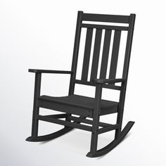 a black rocking chair on a white background