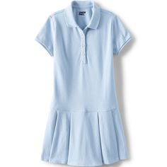 Dressed and out the door in one easy-to-wear dress. She'll love the longer four-button polo collar and flattering pleats. Sides are slightly shaped for a less boxy, more beautiful fit, too. Cotton performance fabric fights wrinkles, so it will look great all year. Girls School Uniform, Shirts Plain, School Uniform Kids, Boy Activewear, Fall Wardrobe Essentials, Girls School, Kids Outfits Girls, Mini Shirt Dress, Designer Clothes For Men