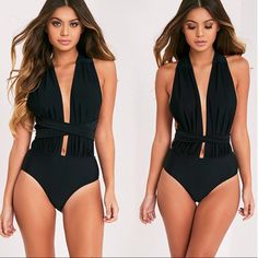 Brand New! Tags Attached! Chic One-piece Bodysuit For Date Night, Chic Bodysuit For Date Night, Chic Date Night Bodysuit, Chic One-piece Swimwear For Night Out, Summer Party Bodysuit With Halter Neck, Chic Beach Season Bodysuit, Summer Backless Bodysuit For Night Out, Chic Bodysuit For Beach Season, Chic Halter Neck Bodysuit For Beach Season