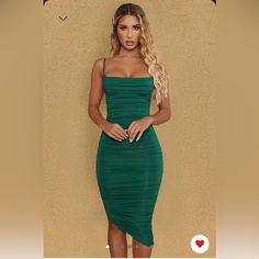 Oh Polly Formal Dress Never Worn!! Bought For $60 Size: 2 Black Backless Dress, Oh Polly, Ruched Midi Dress, Bodycon Midi Dress, Ruched Bodycon Dress, Bride Clothes, Green Midi Dress, Bodycon Midi, Going Out Dresses