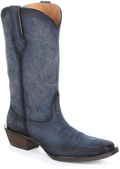 Dark Blue Cowboy Boots, Navy Blue Cowboy Boots, Silver Quince, Midnight Theme, Cowgirls Boots, Blue Cowboy Boots, Knee High Cowboy Boots, Western Skirts, Knee Boots Outfit