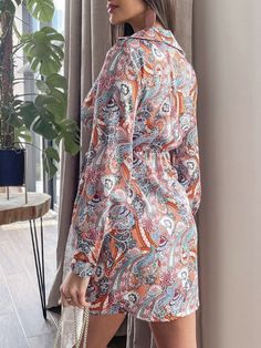 Women Boho Vintage Print Mini Shirt Dress Autumn Long Sleeves V-neck Bandage Elegant Women's Dresses Vestidos De Mujer Casual V-neck Tie Waist Shirt Dress For Fall, Fitted V-neck Shirt Dress For The Beach, Spring V-neck Printed Shirt Dress, Fitted V-neck Shirt Dress With Tie Waist, Casual V-neck Floral Print Shirt Dress, Bohemian V-neck Shirt Dress For Summer, Casual Multicolor V-neck Shirt Dress, Fall Beach V-neck Shirt Dress, Printed V-neck Wrap Dress For The Beach